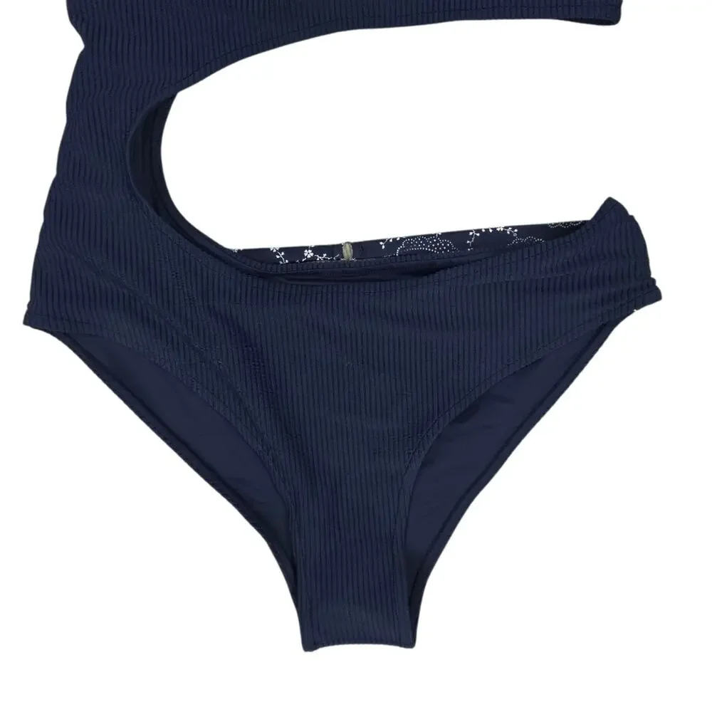 Frankies Bikinis Thea Ribbed Bandana Cutout One Piece Swimsuit in Dixie